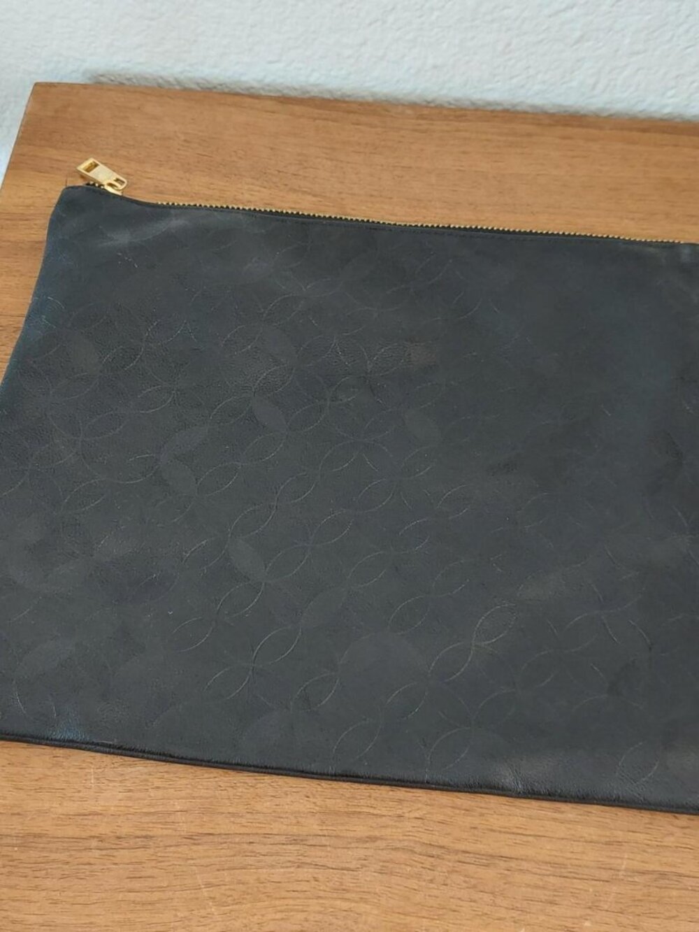 Erin Condren Black Faux Leather Zipper Pouch Midcentury Circles Planner Clutch